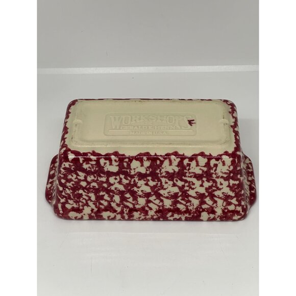 VTG Gerald E Henn Red Spongeware Pottery Mini Loaf Pan 7" Roseville OH USA Made - Picture 5 of 8